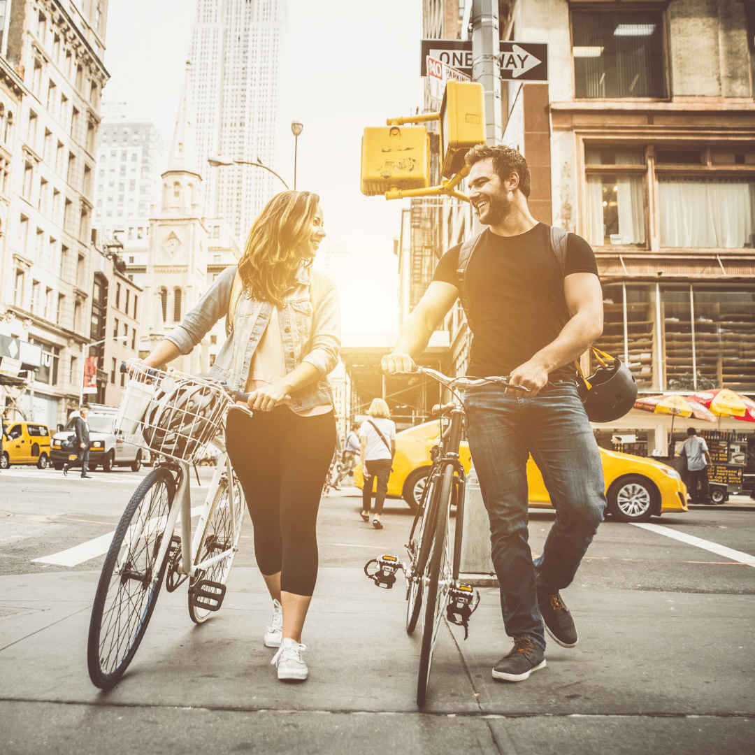 Couple walking on the street of New York City