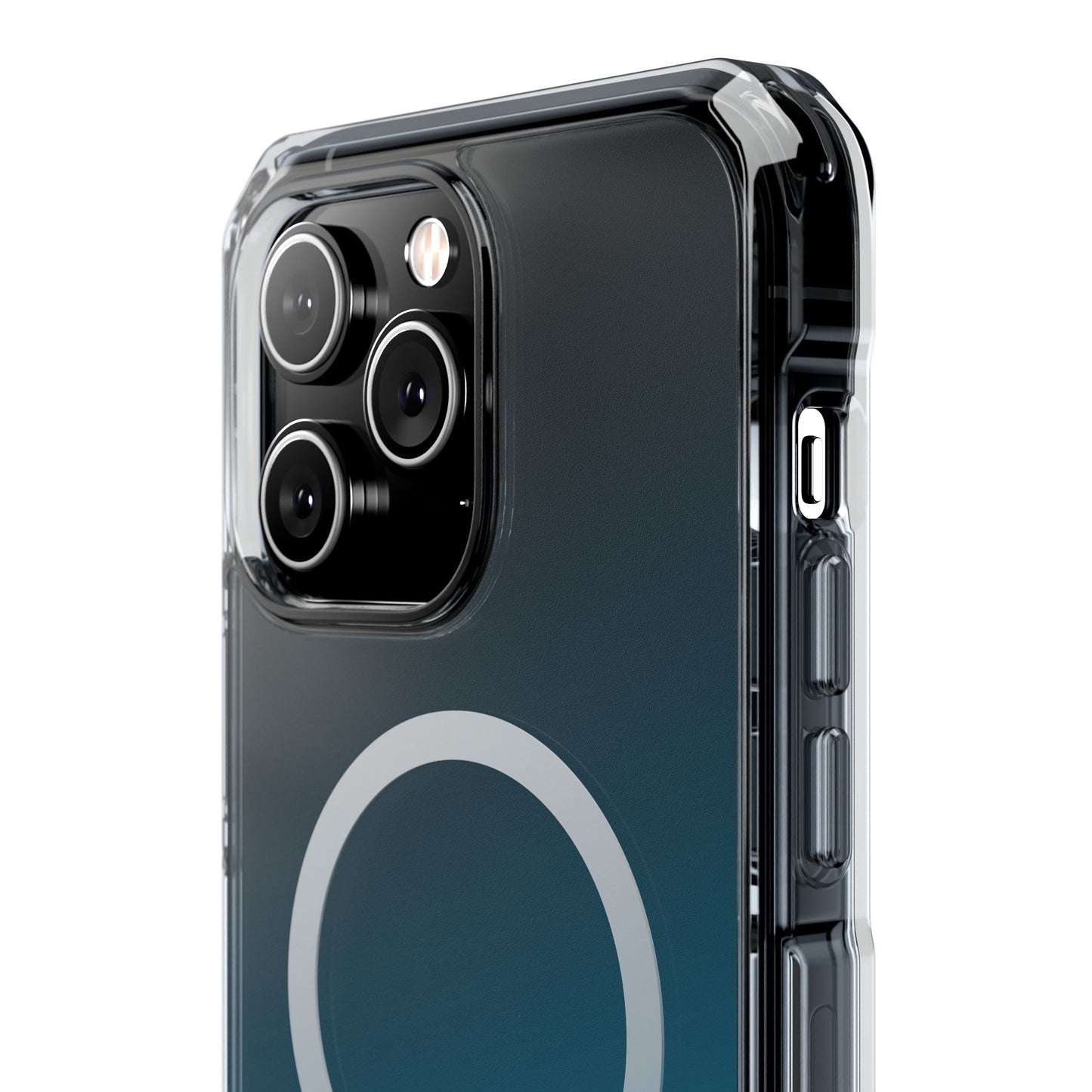 iPhone 14 / iPhone 15 系列渐层天蓝色磁性透明防冲击手机壳