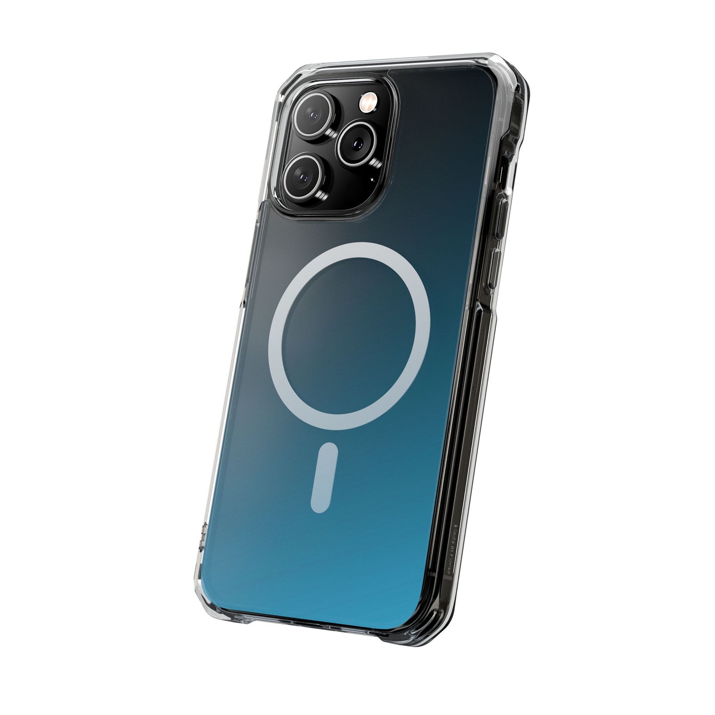 iPhone 14 / iPhone 15 系列渐层天蓝色磁性透明防冲击手机壳