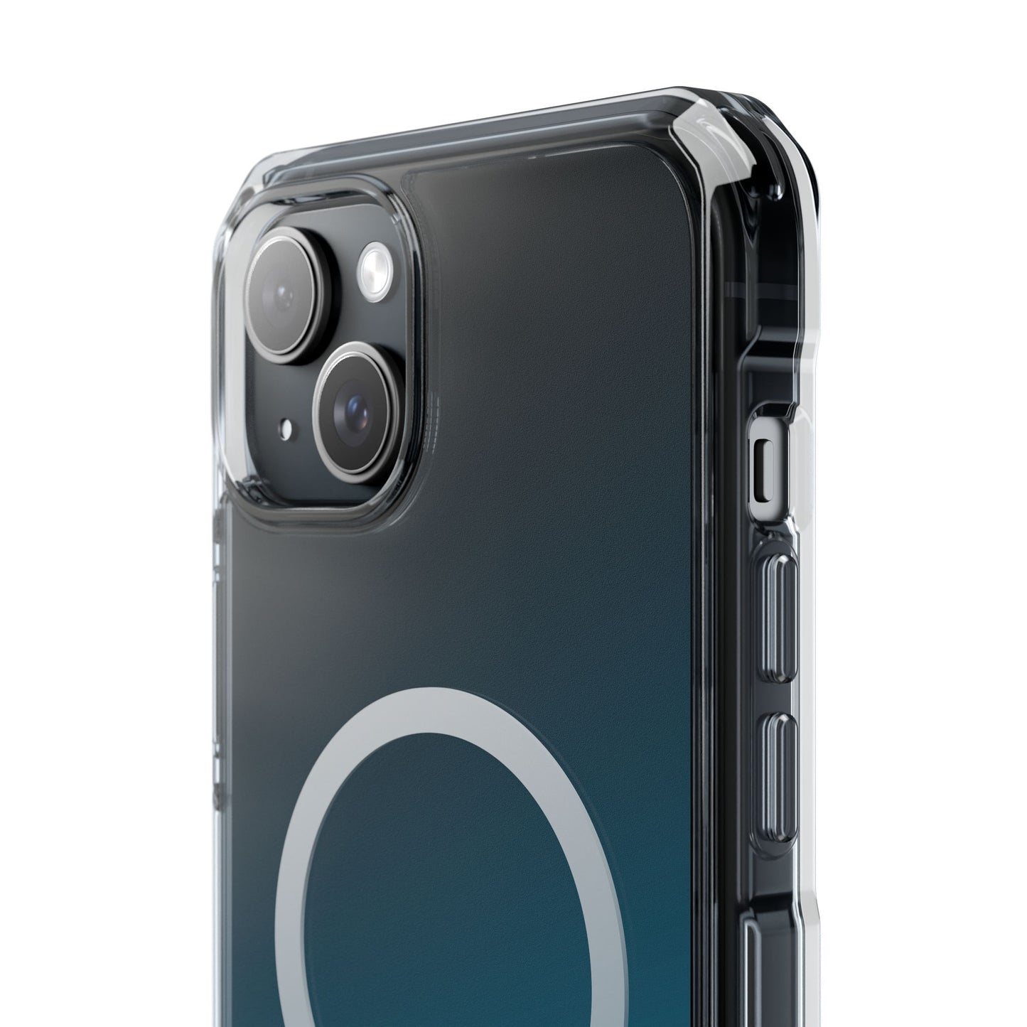 iPhone 14 / iPhone 15 系列渐层天蓝色磁性透明防冲击手机壳