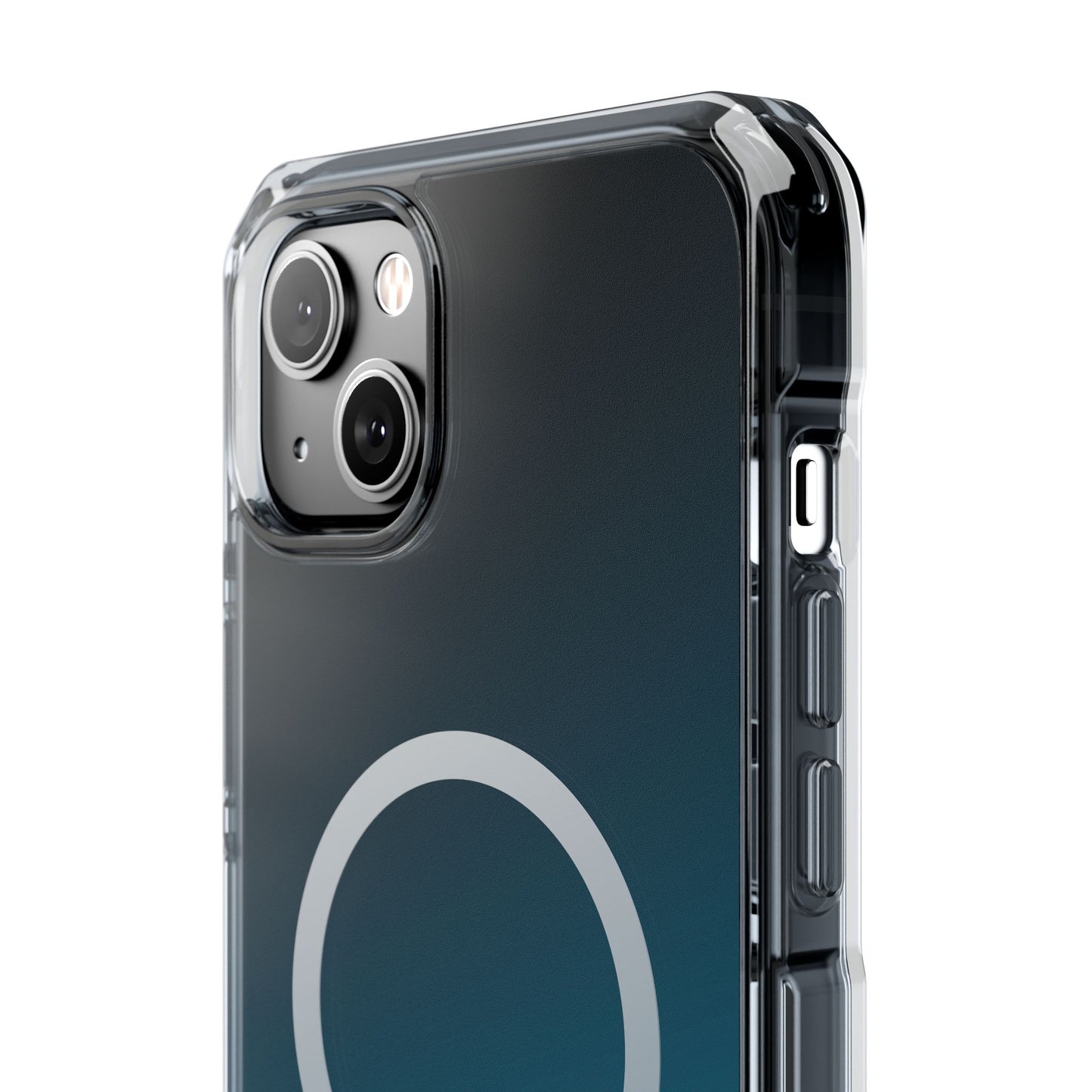 iPhone 14 / iPhone 15 系列渐层天蓝色磁性透明防冲击手机壳