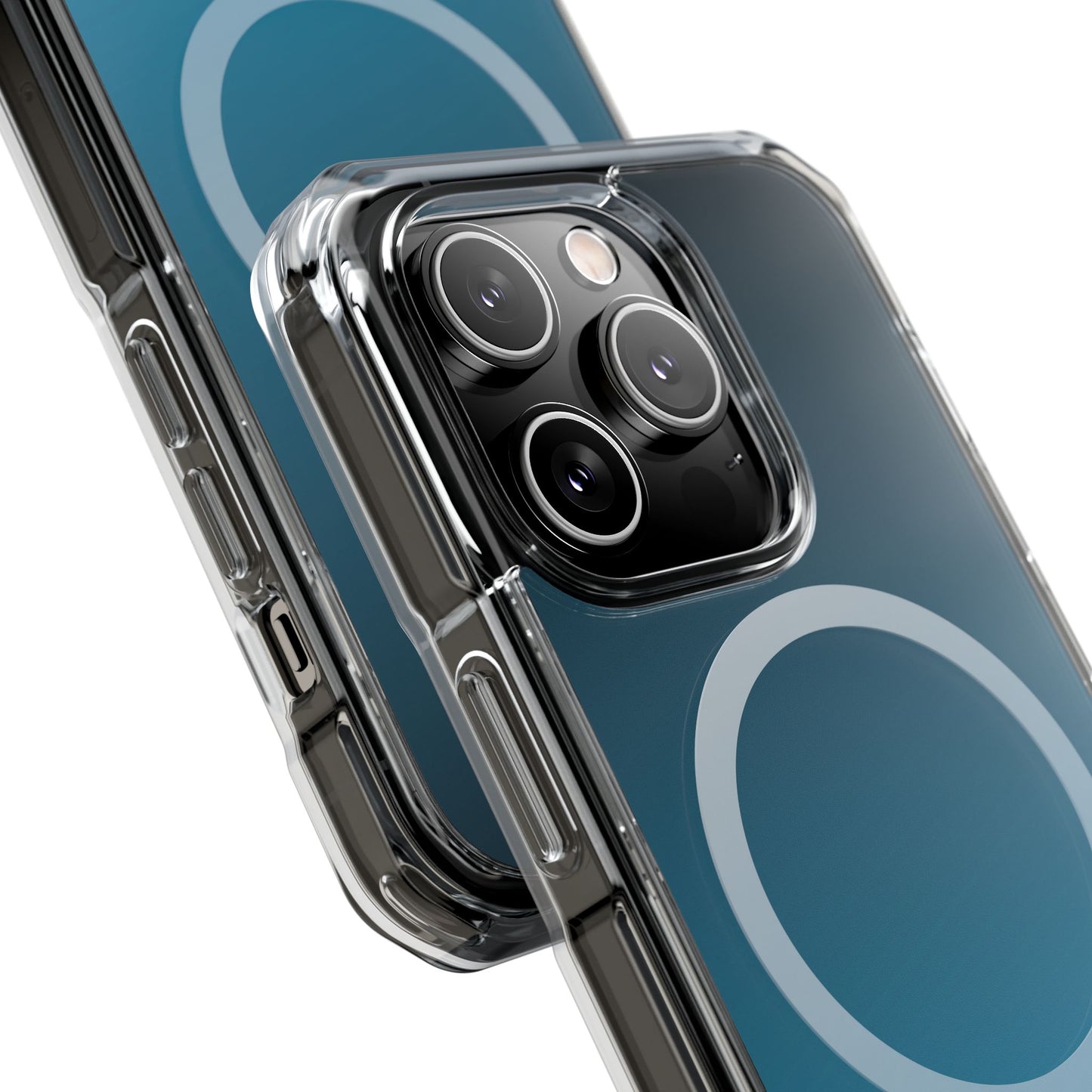 iPhone 14 / iPhone 15 系列渐层天蓝色磁性透明防冲击手机壳