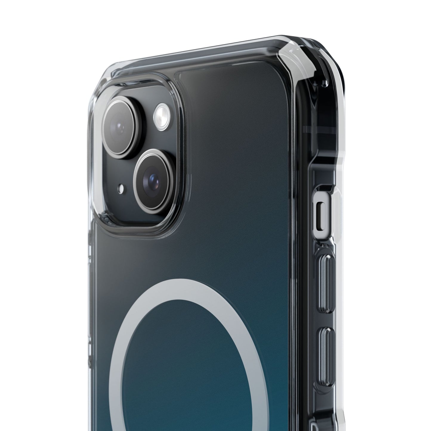 iPhone 14 / iPhone 15 系列渐层天蓝色磁性透明防冲击手机壳