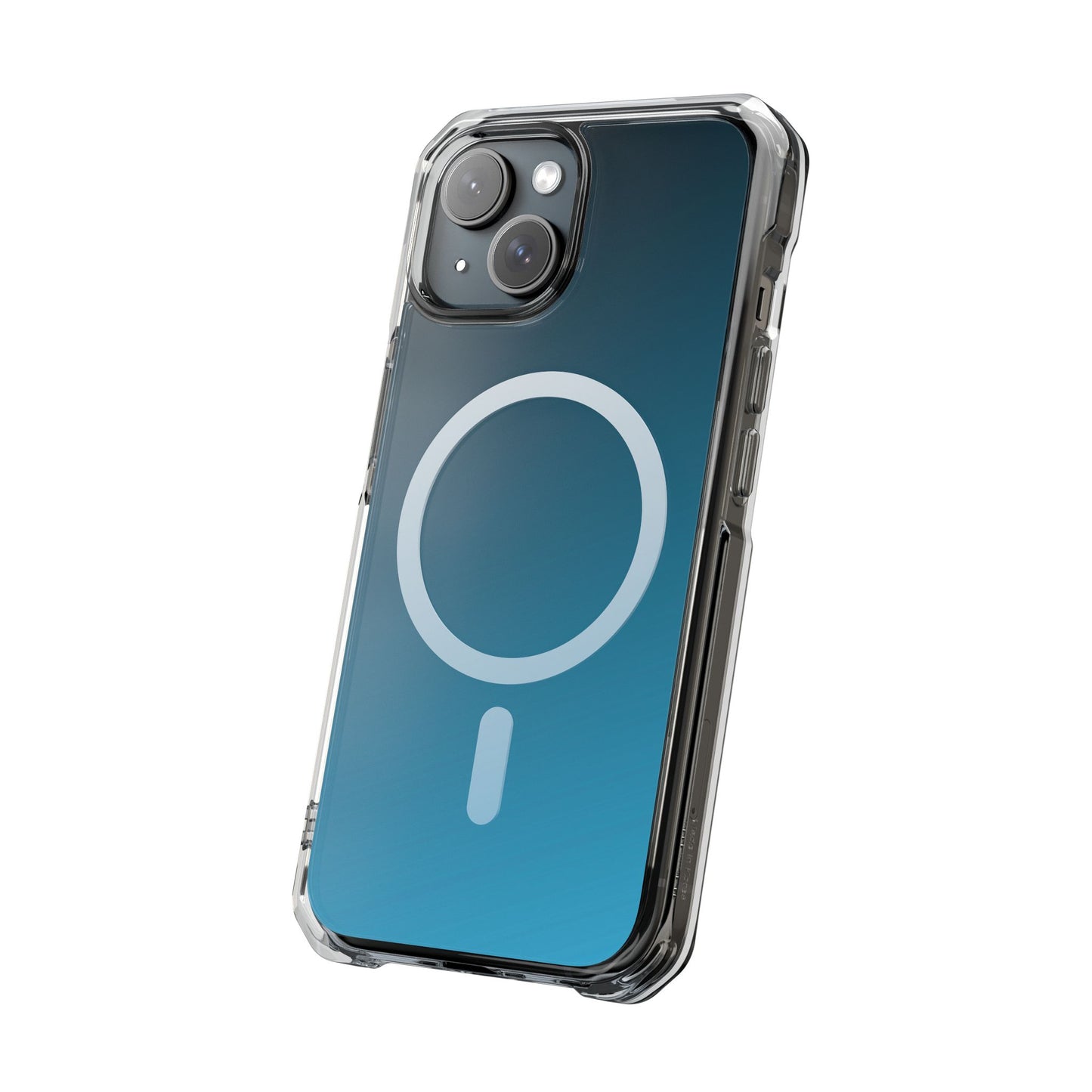 iPhone 14 / iPhone 15 系列渐层天蓝色磁性透明防冲击手机壳