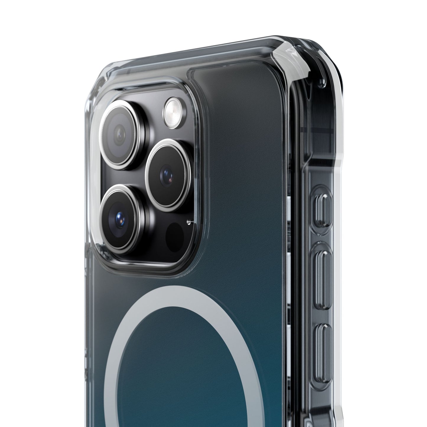 iPhone 14 / iPhone 15 系列渐层天蓝色磁性透明防冲击手机壳