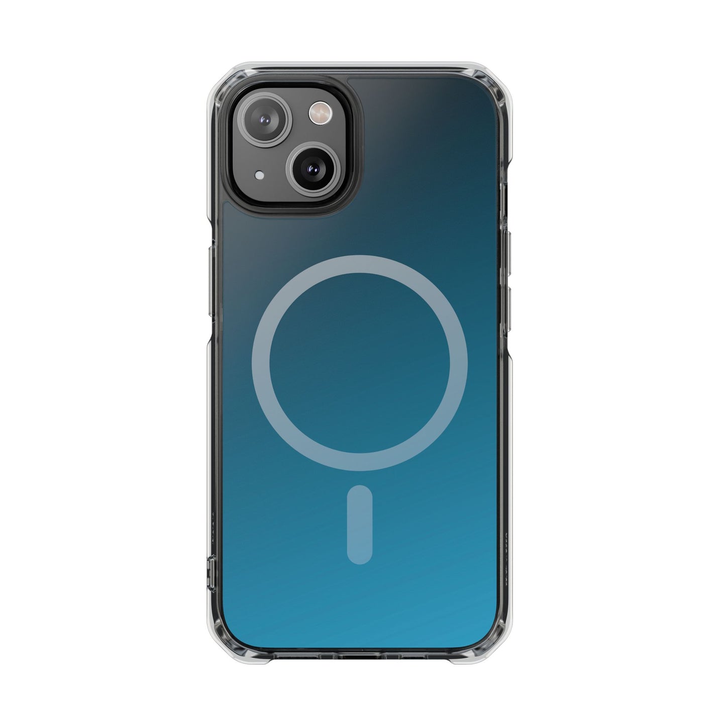 iPhone 14 / iPhone 15 系列渐层天蓝色磁性透明防冲击手机壳