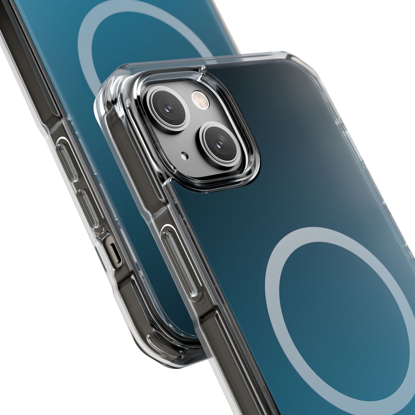 iPhone 14 / iPhone 15 系列渐层天蓝色磁性透明防冲击手机壳