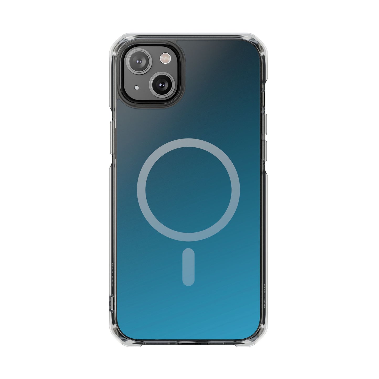 iPhone 14 / iPhone 15 系列渐层天蓝色磁性透明防冲击手机壳