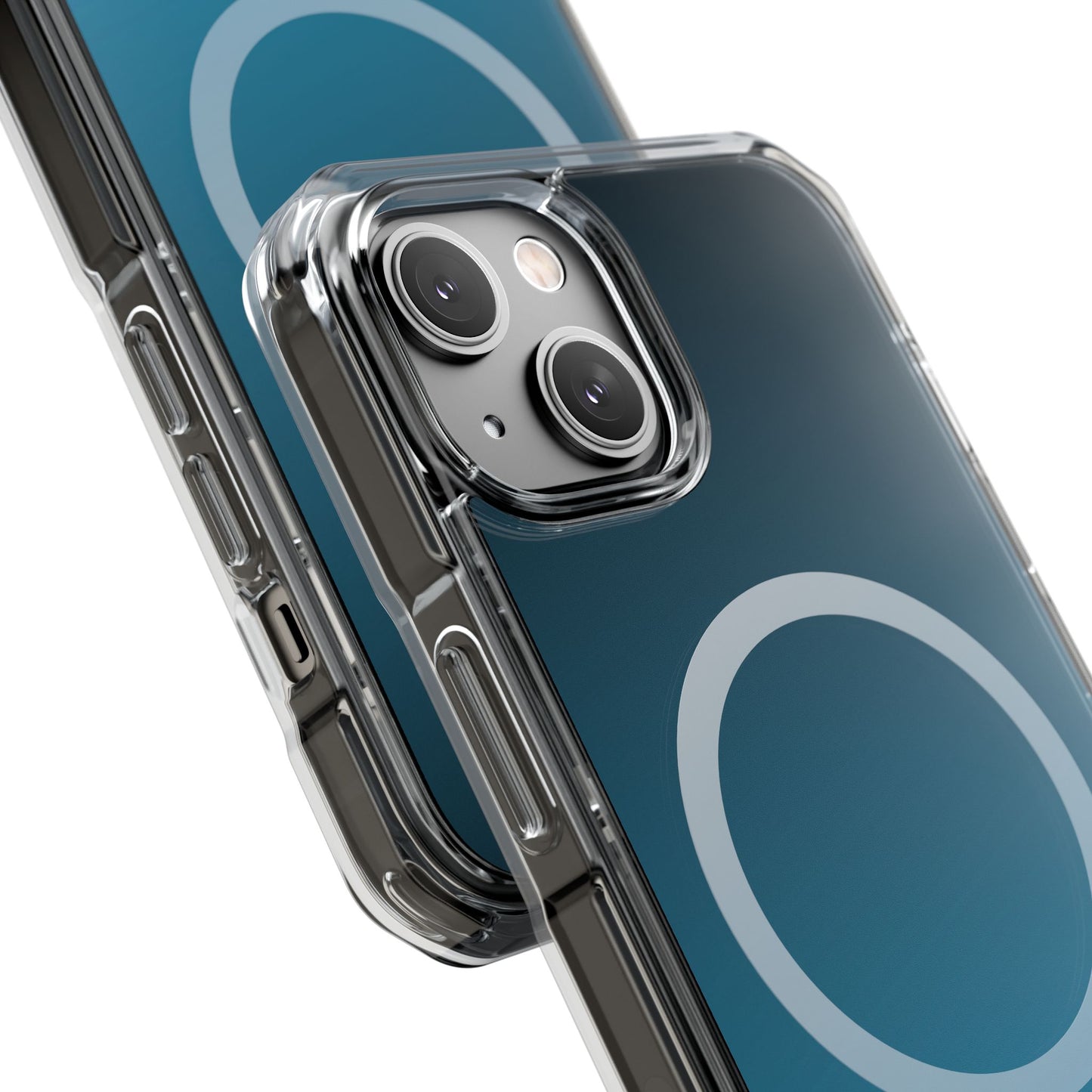 iPhone 14 / iPhone 15 系列渐层天蓝色磁性透明防冲击手机壳