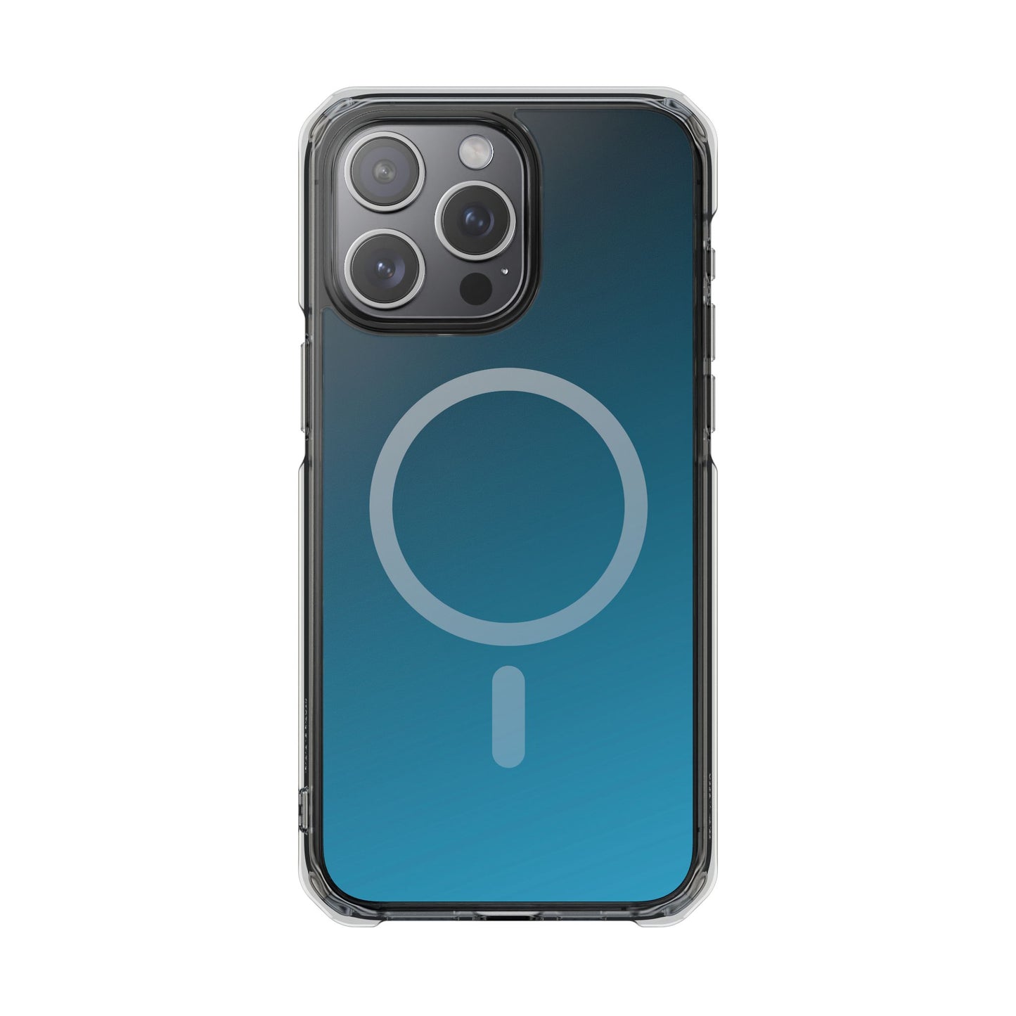 iPhone 14 / iPhone 15 系列渐层天蓝色磁性透明防冲击手机壳