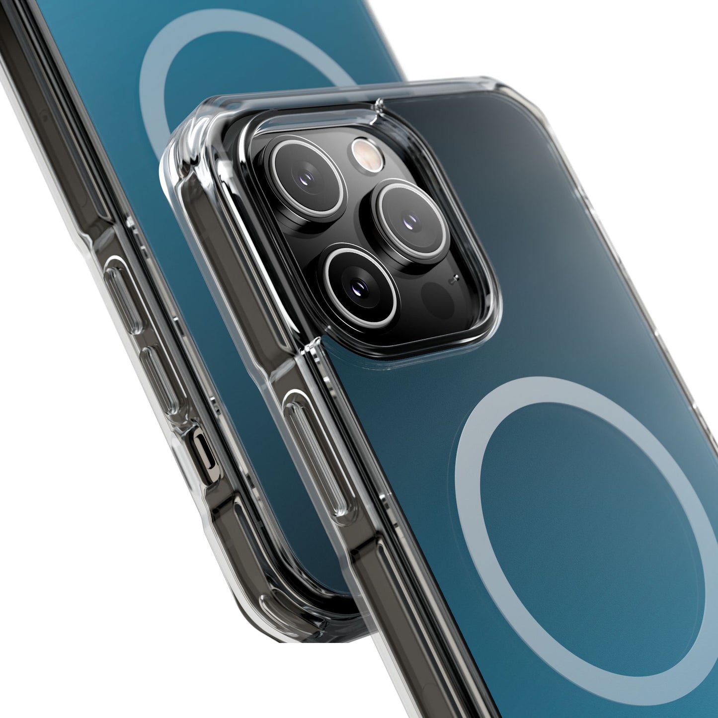 iPhone 14 / iPhone 15 系列渐层天蓝色磁性透明防冲击手机壳
