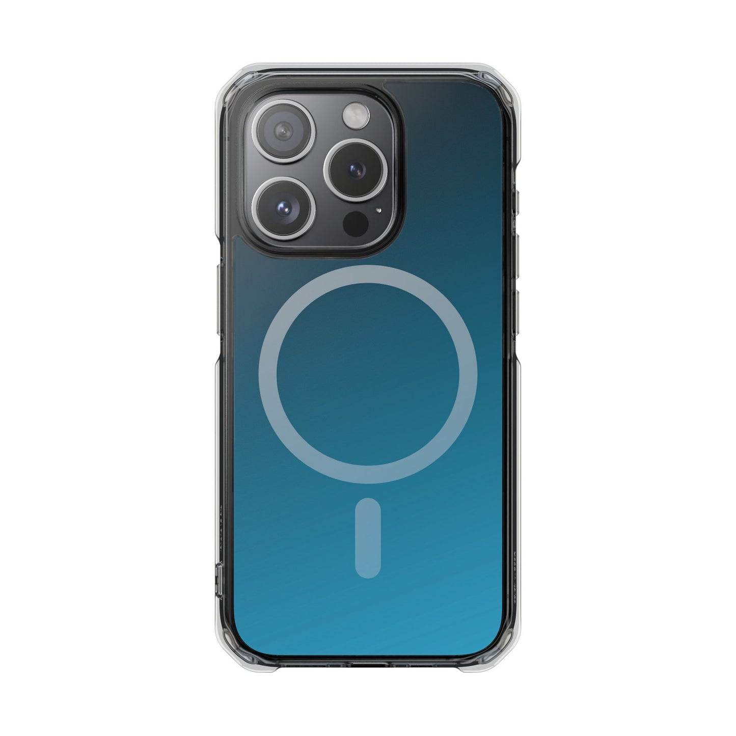 iPhone 14 / iPhone 15 系列渐层天蓝色磁性透明防冲击手机壳
