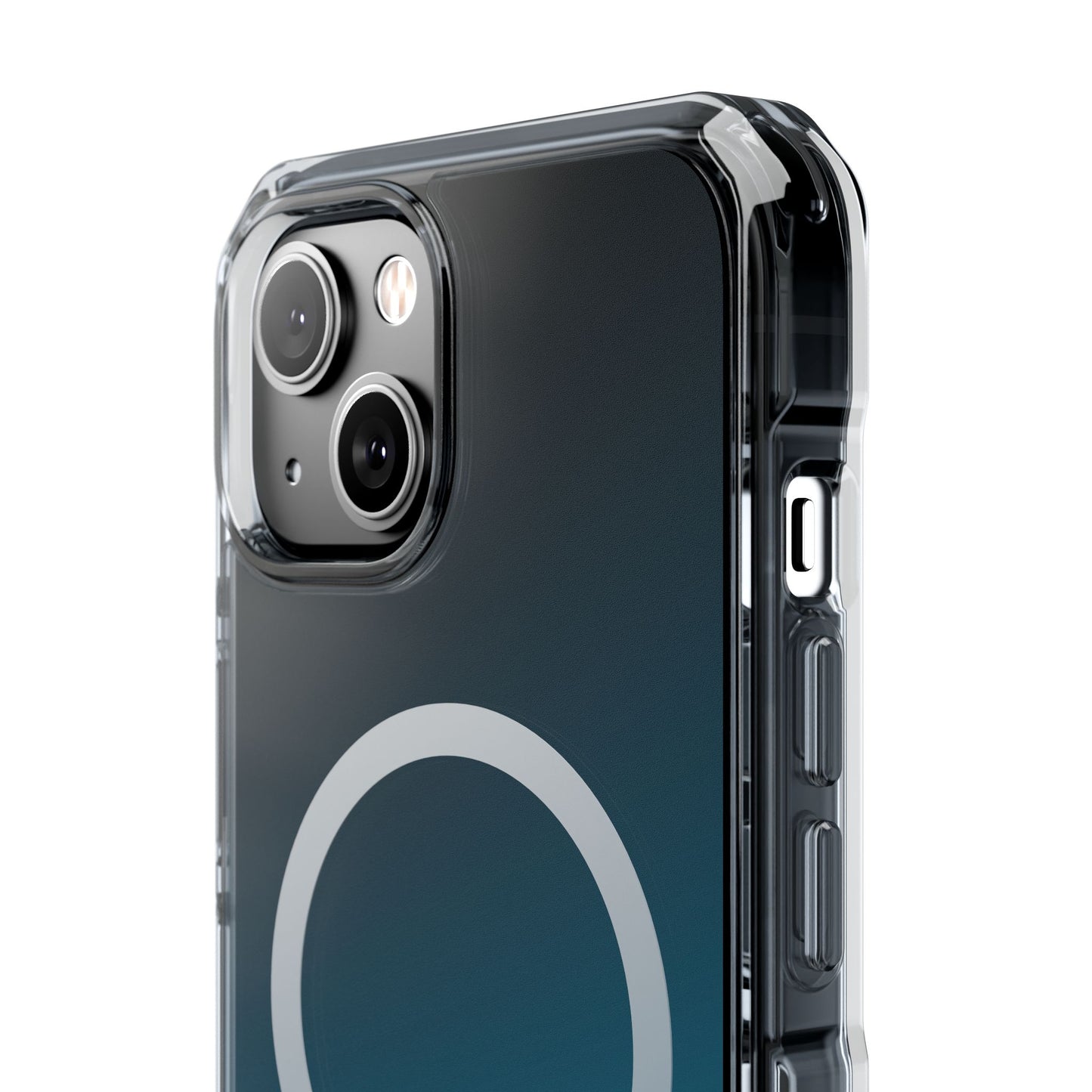 iPhone 14 / iPhone 15 系列渐层天蓝色磁性透明防冲击手机壳