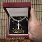 Almighty God Jesus Loves You Cuban Link Chain | Engraved Cross – Baptism Gift