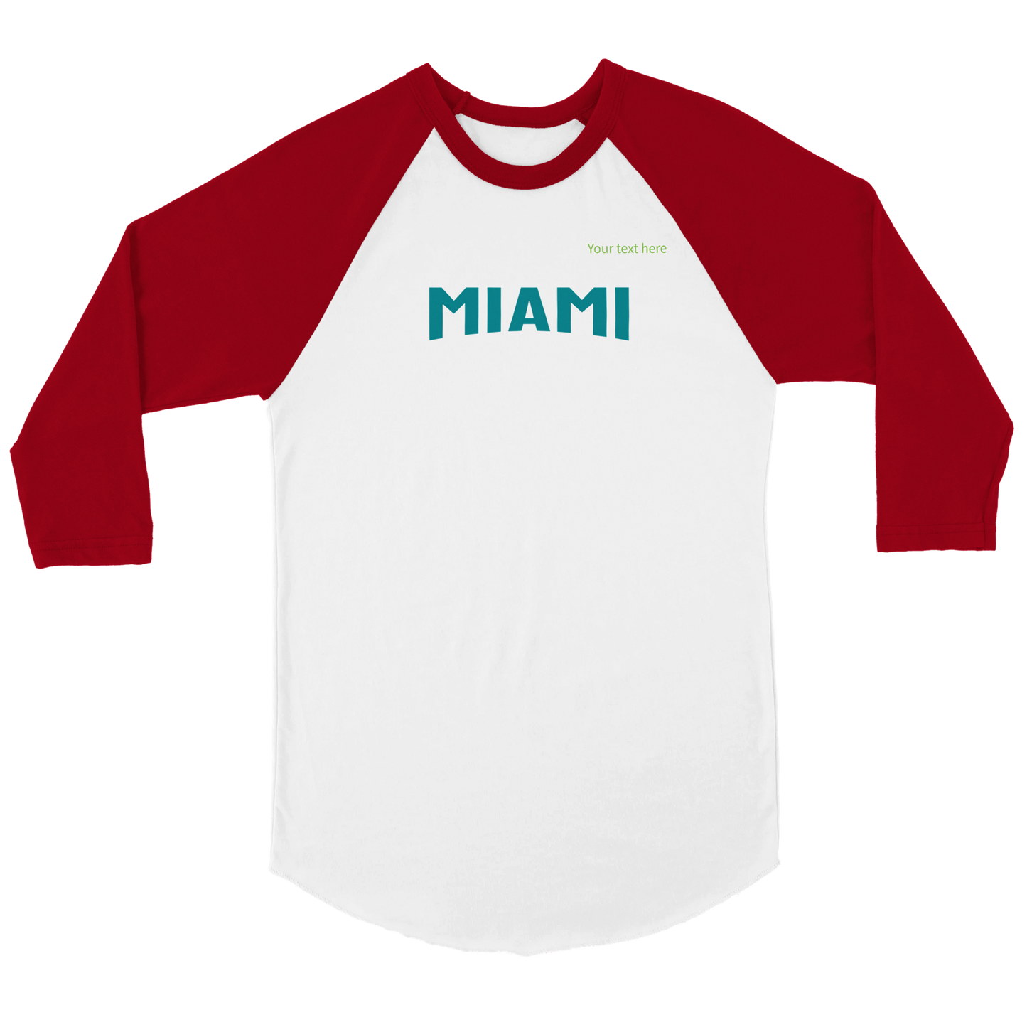 Miami custom text | Unisex 3/4 sleeve Raglan T-shirt