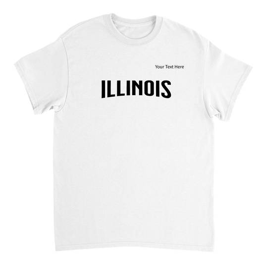 伊利诺伊州定制文字重量级男女通用圆领 T 恤