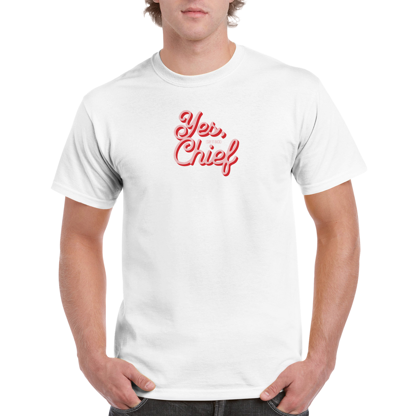 Yes chief and say it back Heavyweight Unisex Crewneck T-shirt