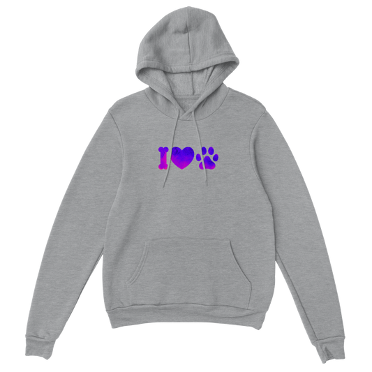 I love dogs in purple gradient Classic Unisex Pullover Hoodie