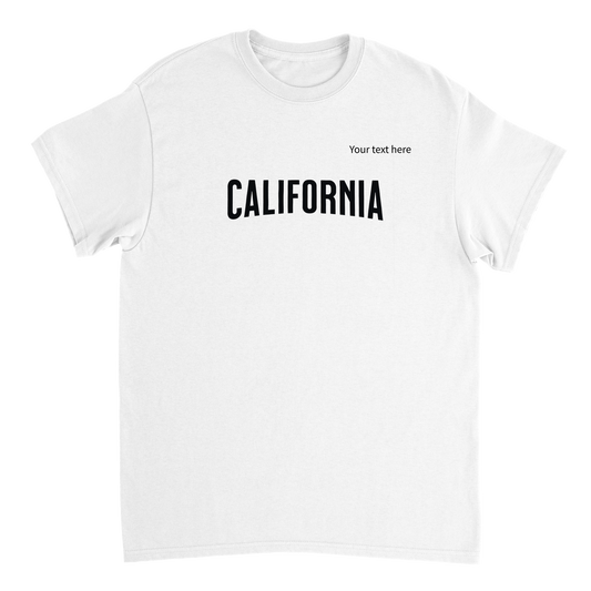 加州定制文字重磅男女通用圆领 T 恤