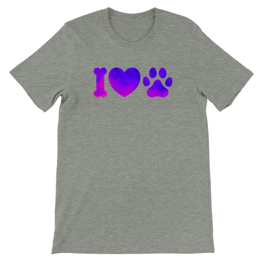 我爱狗紫色渐变高级男女通用圆领 T 恤