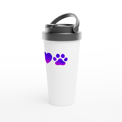 I love dogs in purple gradient White 15oz Stainless Steel Travel Mug