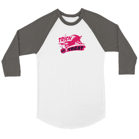 Trick or Treat - Pink Witch Unisex 3/4 sleeve Raglan T-shirt