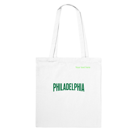 Philadelphia in Kelly Green custom text | Classic Tote Bag