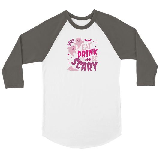 Eat Drink and Be Scary | Unisex 3/4 sleeve Raglan T-shirt