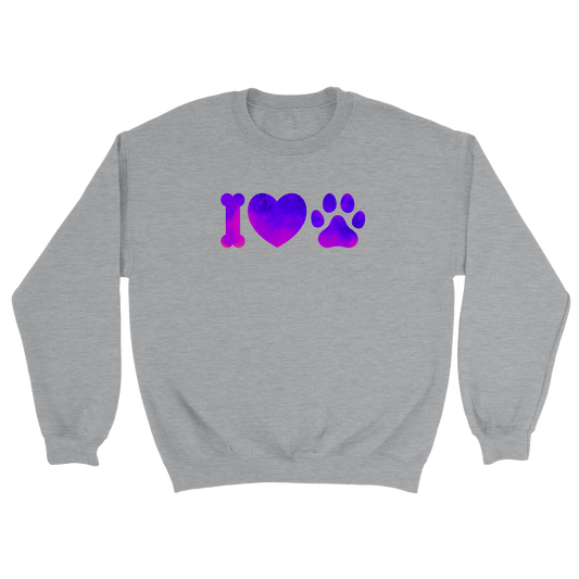 I love dogs in purple gradient Classic Unisex Crewneck Sweatshirt