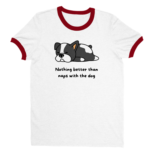 与狗一起午睡男女通用 Ringer T 恤