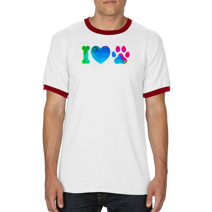I love dogs in green gradient Unisex Ringer T-shirt