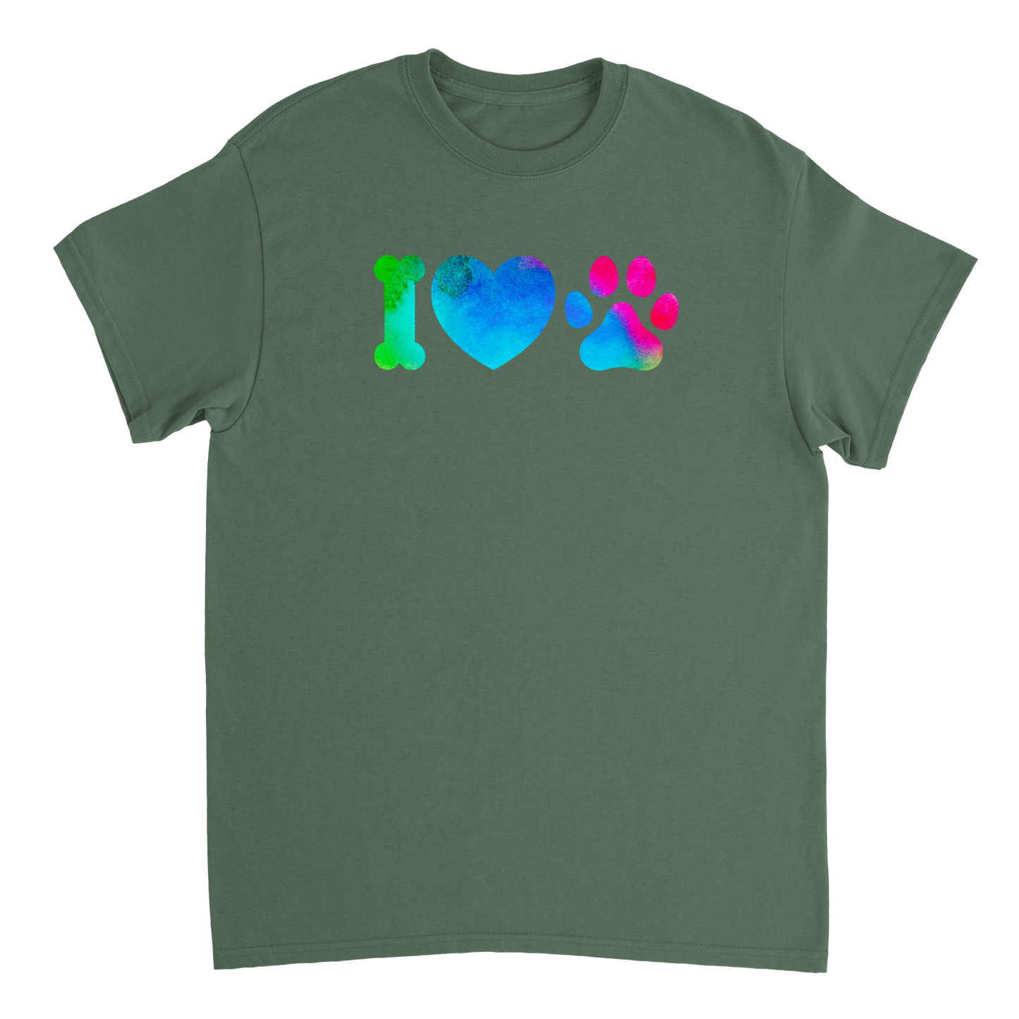 I love dogs in green gradient Heavyweight Unisex Crewneck T-shirt