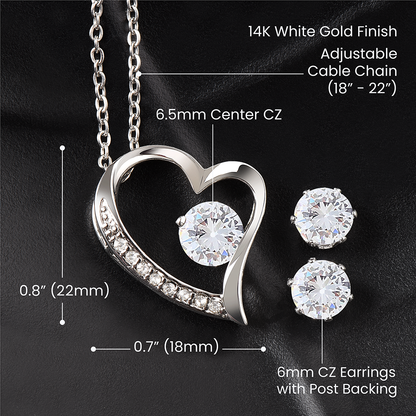 Forever Love Necklace & Earring Set - An Enduring Emblem of Affection | Gift for Occasion