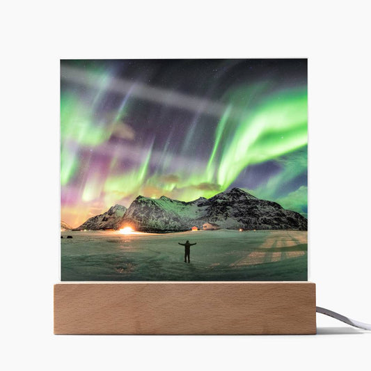 Northern Lights Over The Mountain - Your Lifetime Memory | Acrylic with LED Base