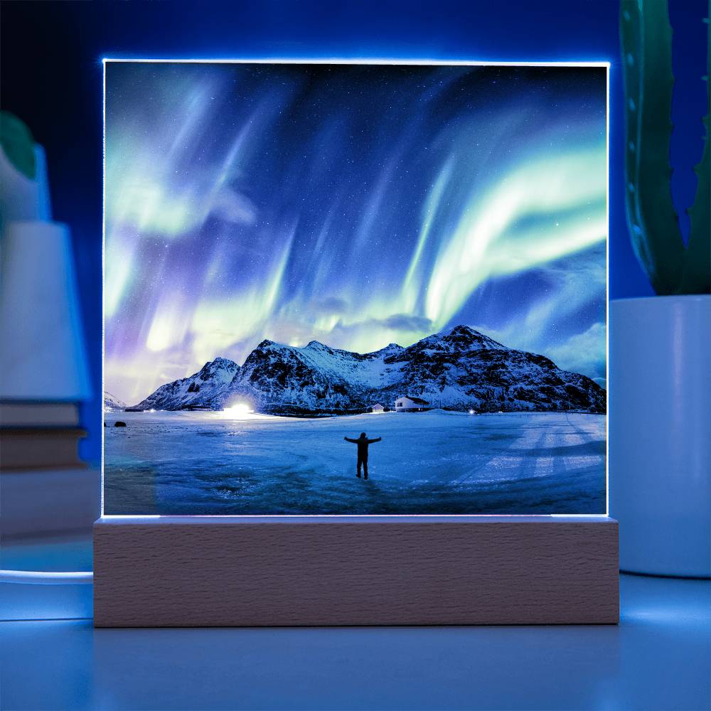 Northern Lights Over The Mountain - Your Lifetime Memory | Acrylic with LED Base