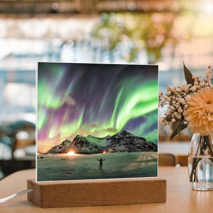 Northern Lights Over The Mountain - Your Lifetime Memory | Acrylic with LED Base