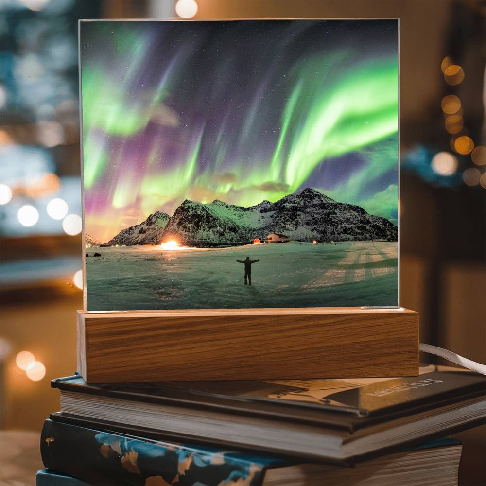 Northern Lights Over The Mountain - Your Lifetime Memory | Acrylic with LED Base