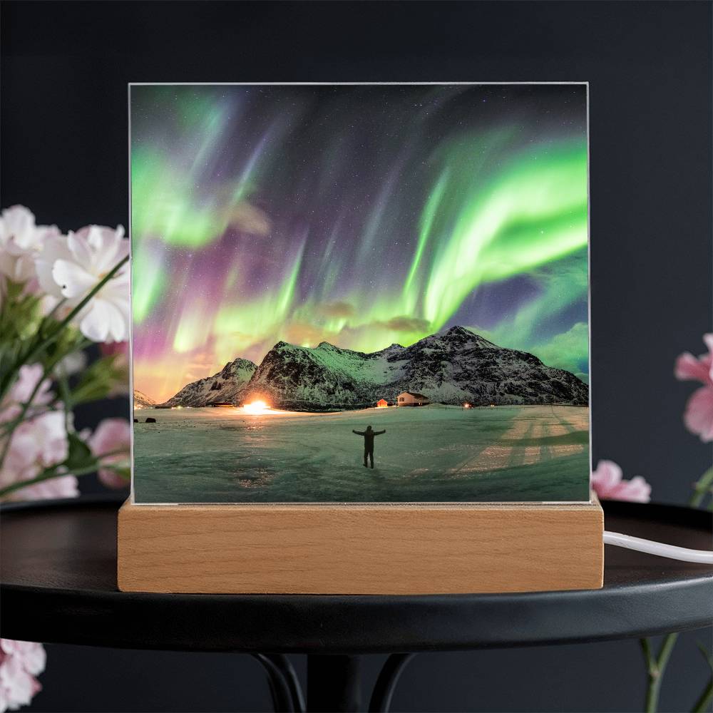 Northern Lights Over The Mountain - Your Lifetime Memory | Acrylic with LED Base