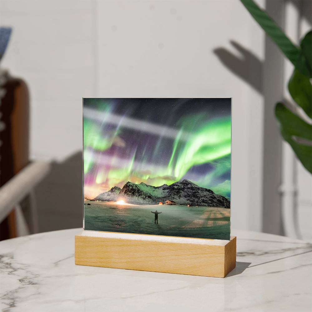 Northern Lights Over The Mountain - Your Lifetime Memory | Acrylic with LED Base