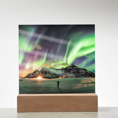 Northern Lights Over The Mountain - Your Lifetime Memory | Acrylic with LED Base