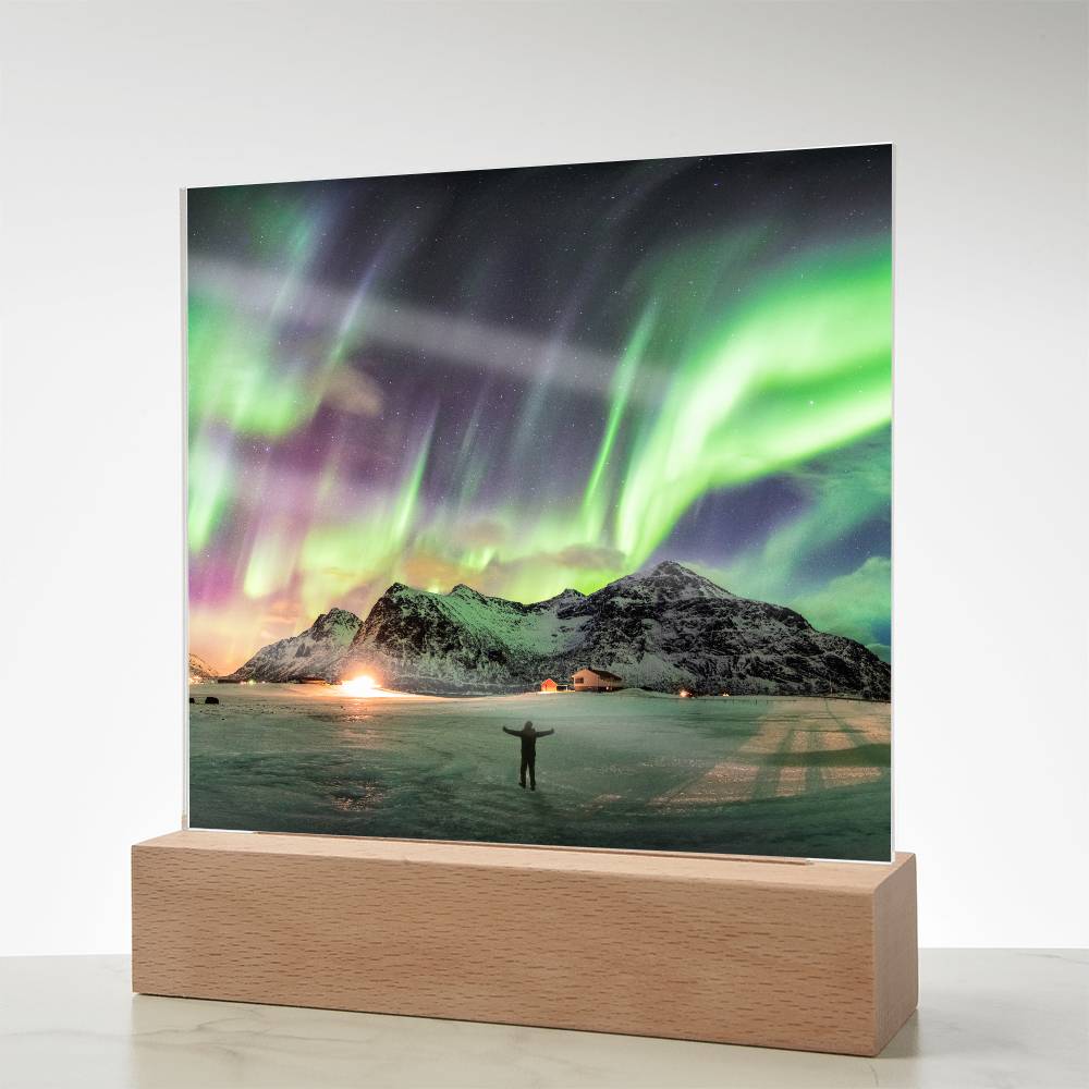 Northern Lights Over The Mountain - Your Lifetime Memory | Acrylic with LED Base