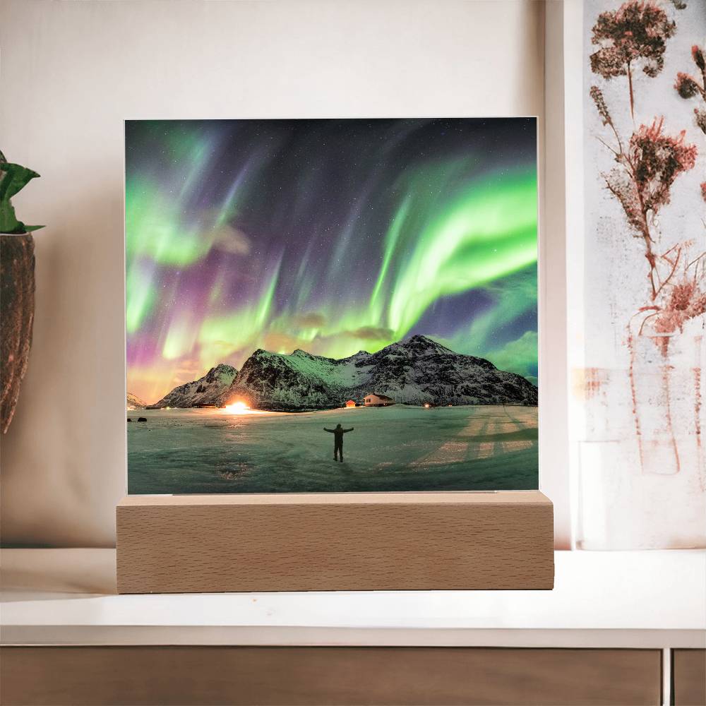 Northern Lights Over The Mountain - Your Lifetime Memory | Acrylic with LED Base