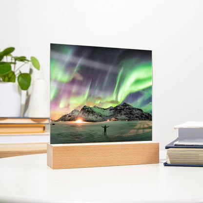 Northern Lights Over The Mountain - Your Lifetime Memory | Acrylic with LED Base