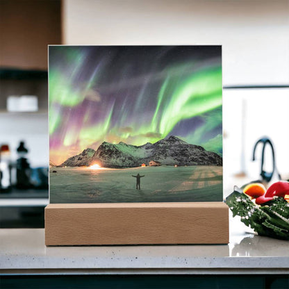 Northern Lights Over The Mountain - Your Lifetime Memory | Acrylic with LED Base