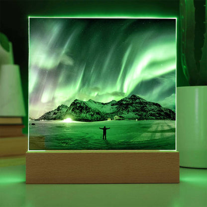 Northern Lights Over The Mountain - Your Lifetime Memory | Acrylic with LED Base