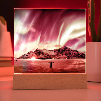 Northern Lights Over The Mountain - Your Lifetime Memory | Acrylic with LED Base