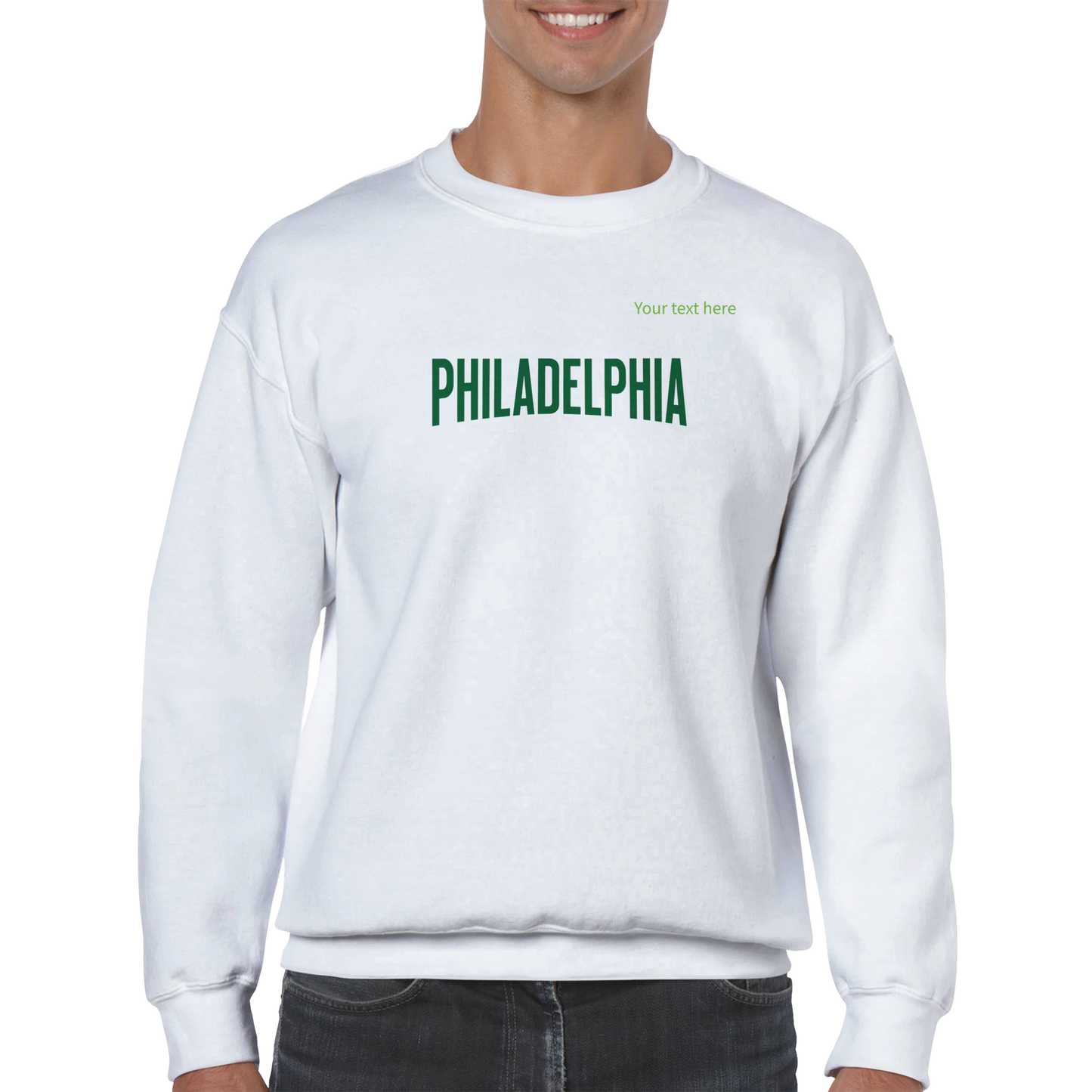 Philadelphia in Kelly Green custom text | Classic Unisex Crewneck Sweatshirt