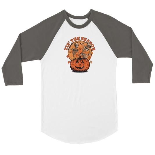 This is the season ft Halloween Skeletons Unisex 3/4 sleeve Raglan T-shirt