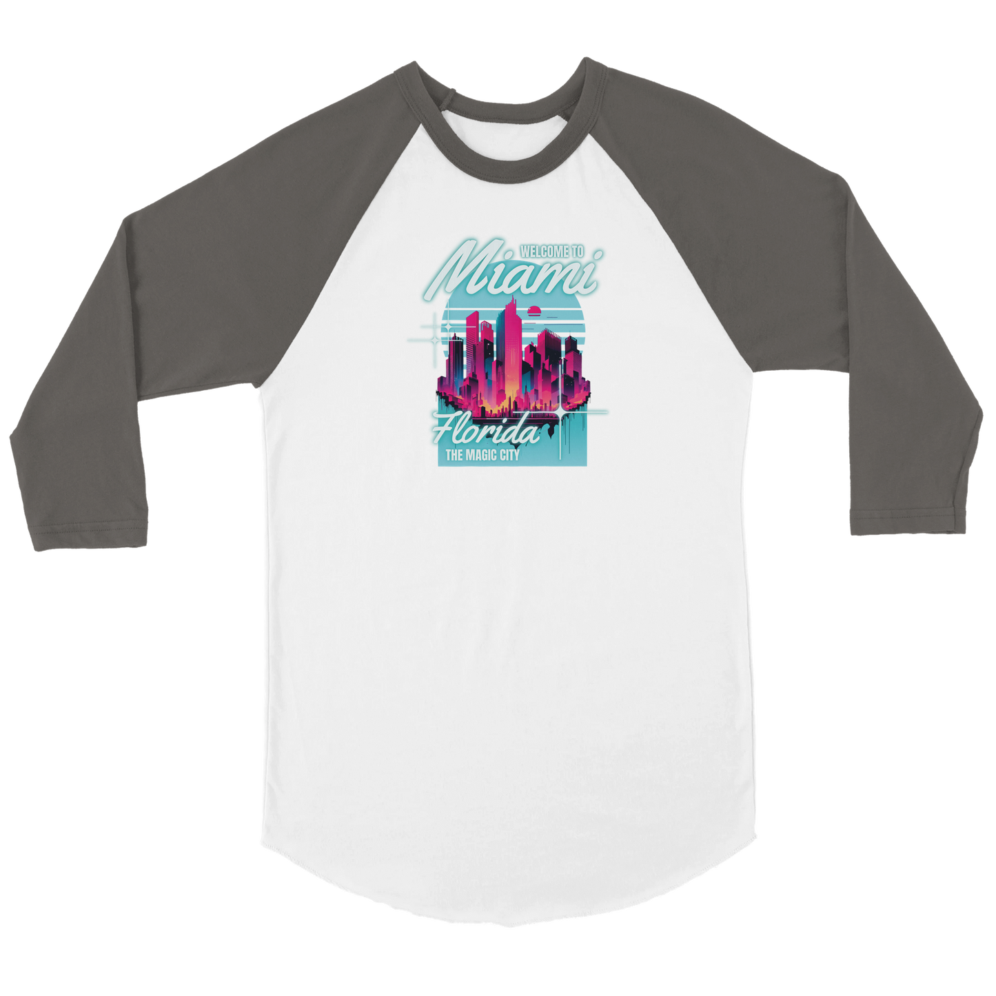 Miami Florida - The Magic City | Unisex 3/4 sleeve Raglan T-shirt
