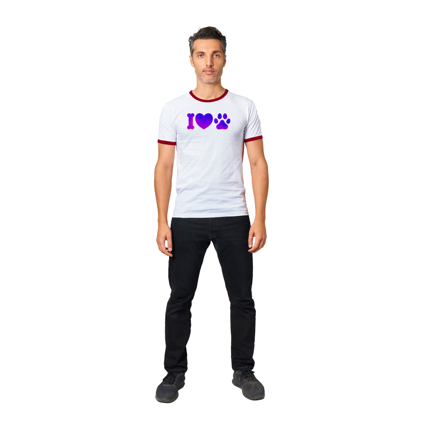 I love dogs in purple gradient Unisex Ringer T-shirt